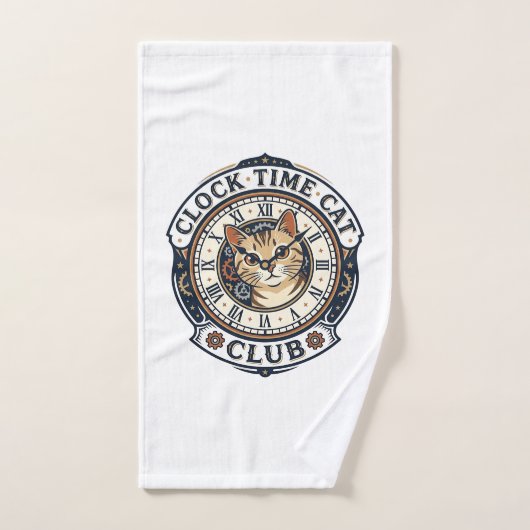 Horloge Temps Chat Chat Graphique Tee Art - Horlog (Serviette à main)
