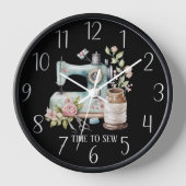 Horloge temps mignon couture ajouter du texte (Recto)