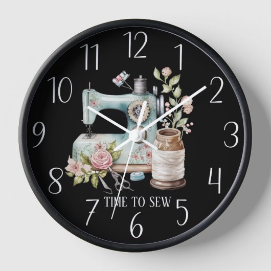 Horloge temps mignon couture ajouter du texte (Recto)