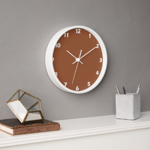 Horloge Terracotta Burnt Orange couleur solide