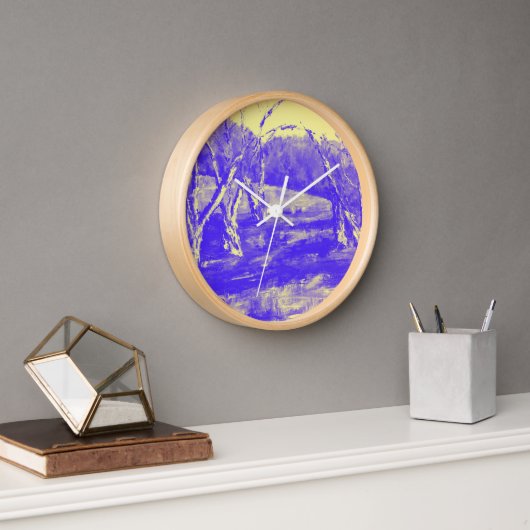 Horloge Terres pourpres Ciel jaune (Bureau)