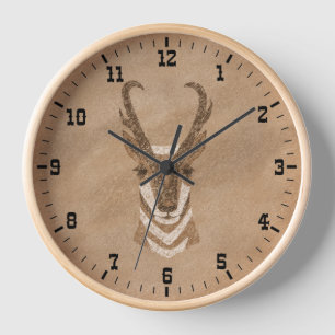 Horloge Tête d'antilope Pronghorn Southwest encadrée