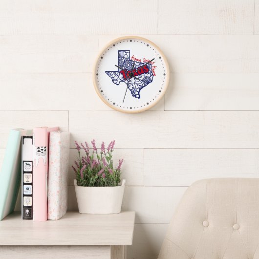 Horloge Texas Floral Doodles (Salle de lecture)