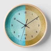 Horloge Texture irisée brillante or et turquoise (Recto)