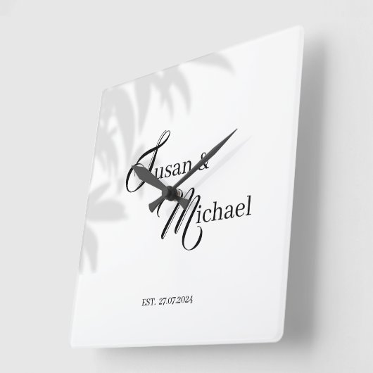 Horloge thème noir et blanc pour mariés (Angle)