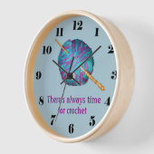 Horloge There's always time for crochet with hook and yarn (Angle)