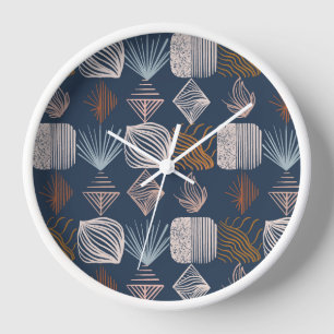 Horloge Tissu Tribal des Caraïbes : bleu marine, Boho