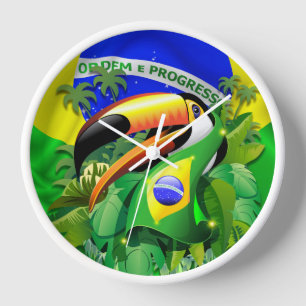 Horloge Toco Toucan avec drapeau brésilien