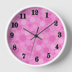 Horloge Tons rose lilas avec des pois dans le style rétro