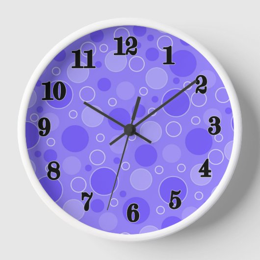 Horloge Tons violets Lilac avec pois en sixtie rétro (Recto)