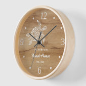 Horloge Tortue blanche Faux Bois Arrière - plan Nom rustiq (Angle)