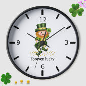 Horloge Toujours Lucky Green Gnome sur blanc