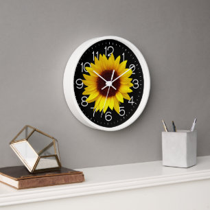 Horloge Tournesol Jaune Noir