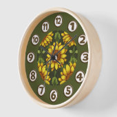 Horloge Tournesol orange jaune avec vert et Brown (Angle)