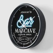 Horloge Toute barre de nom Mancave Blue Black Slogan (Angle)