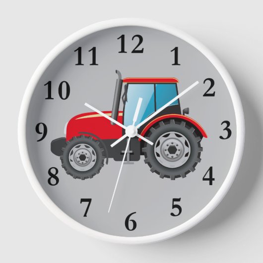 Horloge Tracteur rouge Animé 24h/24 (Recto)
