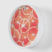 Horloge Tranches de pamplemousse rose (Angle)