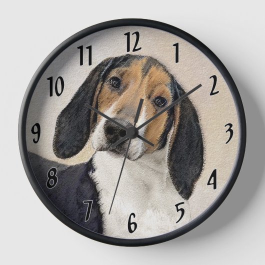 Horloge Treeing Walker Coonhound Peinture - Art original (Recto)