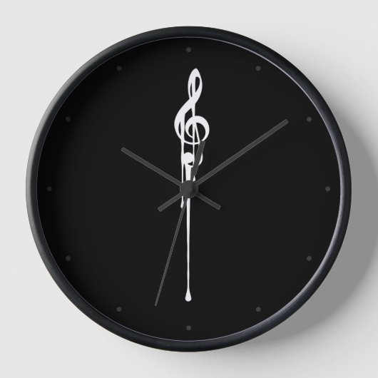 Horloge Trèfle blanc fondant Clé de sol noire (Recto)