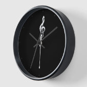 Horloge Trèfle blanc fondant Clé de sol noire (Angle)
