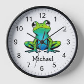 Horloge Trendy Personnalisé Cute Happy Green Frog (Recto)