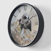 Horloge Tri Couleur Anglais Setter Art, chasse en bois (Angle)