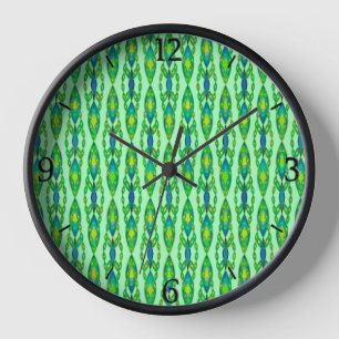 Horloge Tribal Batik - Mint, Emerald Green et Blue