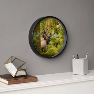 Horloge Trois vaches élans de Roosevelt regardant la vue