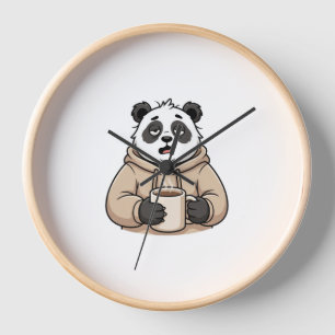 Horloge Trop fatigué pour fonctionner Panda Café Dessin an