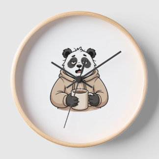 Horloge Trop fatigué pour fonctionner Panda Café Dessin an