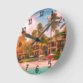 Horloge tropicale ronde acrylique (Angle)
