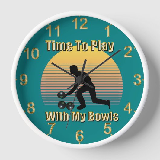 Horloge Turquoise Bowles de pelouse Playtime, Cadre de boi (Recto)