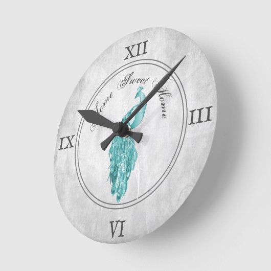 Horloge turquoise Elegant Peacock Acrylique Mur (Angle)