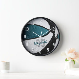Horloge turquoise filles noires garçons basketball personn