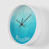 Horloge Turquoise ombre mandala breathe wall clock (Angle)