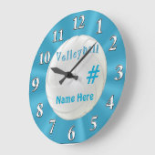 Horloge Turquoise VOLLEYBALL avec NOM et NUMÉRO (Angle)