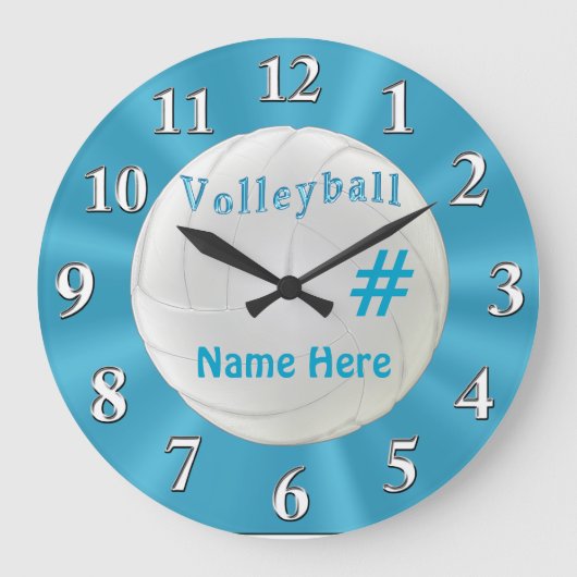 Horloge Turquoise VOLLEYBALL avec NOM et NUMÉRO (Recto)