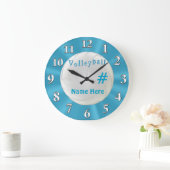 Horloge Turquoise VOLLEYBALL avec NOM et NUMÉRO (Maison)