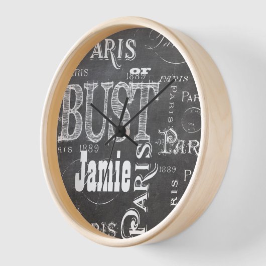 Horloge Typographie Calligraphie Paris France Tour Eiffel (Angle)