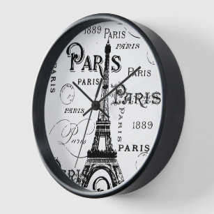 Horloge Typographie Calligraphie Paris France Tour Eiffel