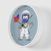 Horloge Un astronaute parasaurolophus tient le drapeau amé (Angle)