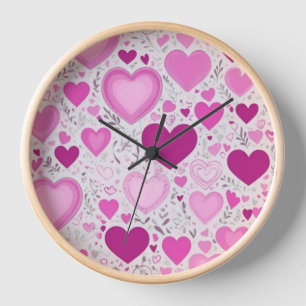 Horloge Un coeur rose doux et charmant