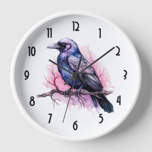 Horloge Un Corbeau noir sur une branche