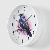 Horloge Un Corbeau noir sur une branche (Angle)