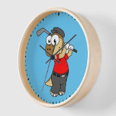 Horloge Un Pachycéphalosaure Dinosaure Jouer Golf. (Angle)