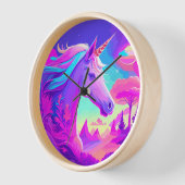 Horloge Unicorne rose magique (Angle)