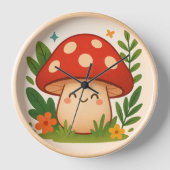 Horloge Unique Illustrated Mushroom Home Decor Clock (Recto)