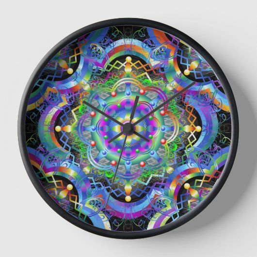 Horloge Univers Mandala Couleurs Psychédéliques (Recto)