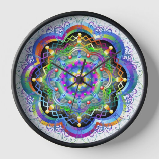 Horloge Univers Mandala Couleurs Psychédéliques (Recto)