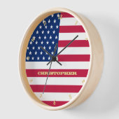 Horloge USA Drapeau Patriotique Accueil Décor Or Monogramm (Angle)
